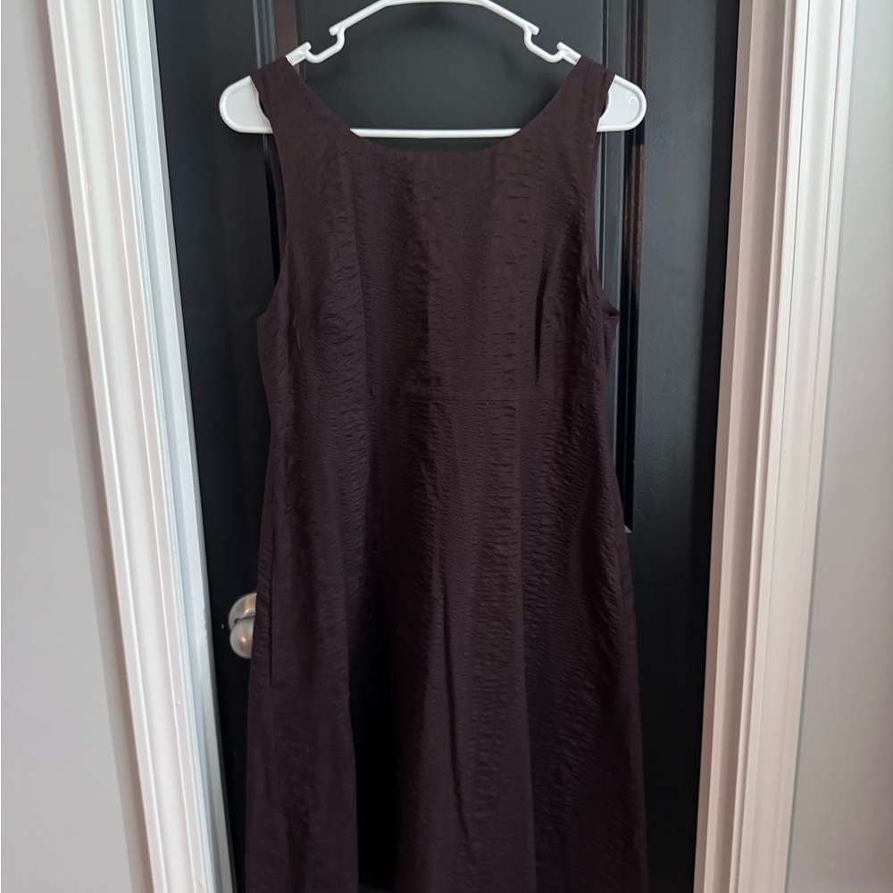 J. Crew Sleeveless Dark Brown Textured A-Line Dress